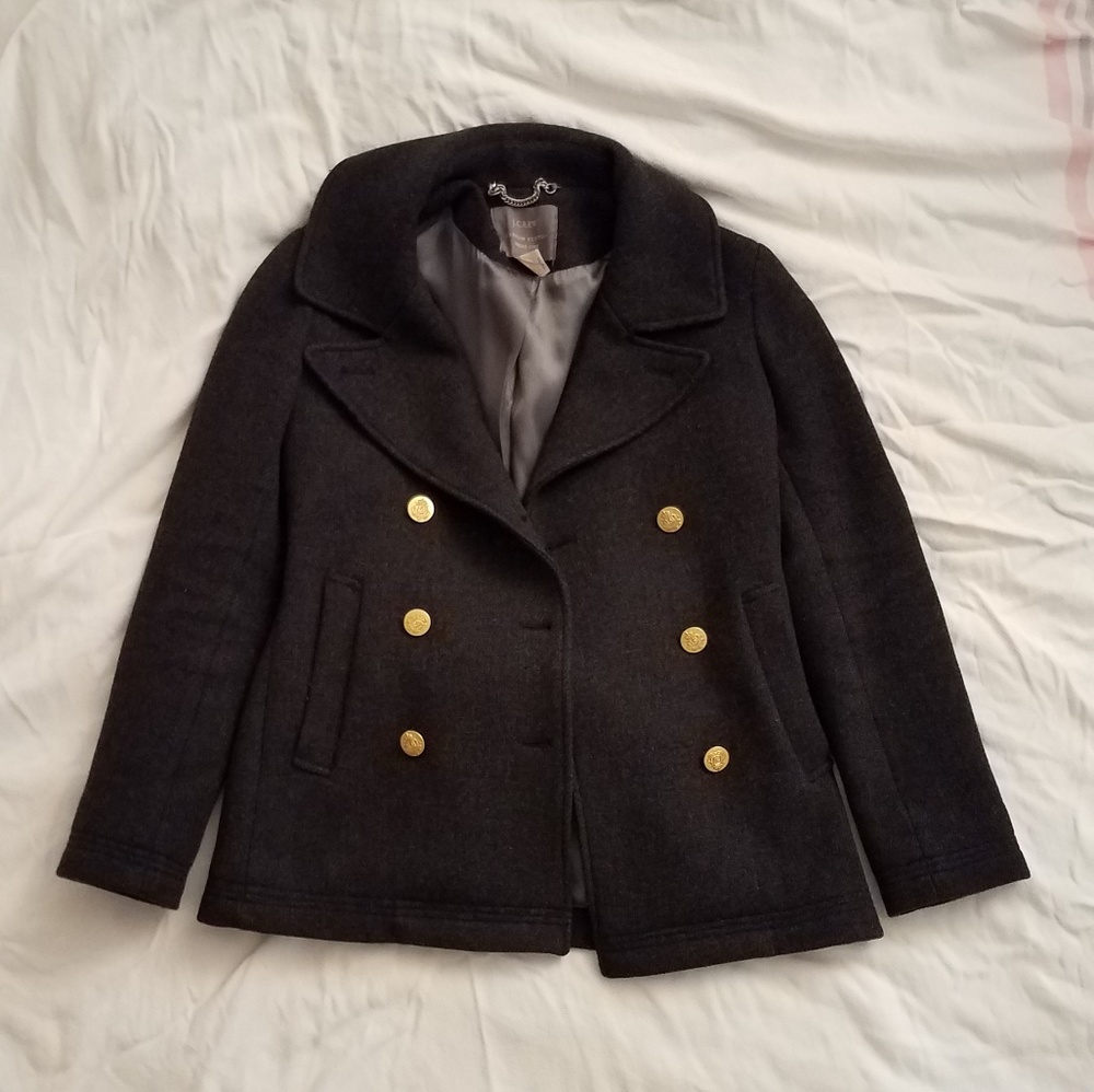 J Crew charcoal stadium cloth peacoat